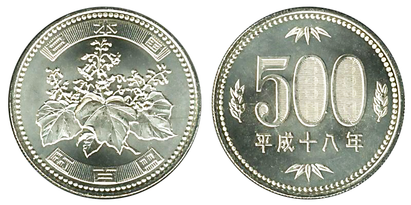 500円ニッケル黄銅貨幣（2000年発行）
